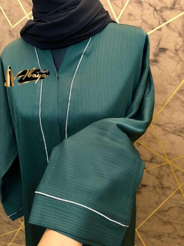 Plain Abaya With Simple Stone With Zoom Fabric - Image 2