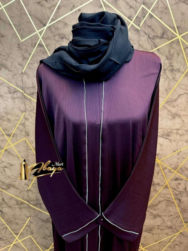 Plain Abaya With Simple Stone With Zoom Fabric - Image 3