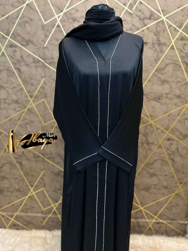 Plain Abaya With Simple Stone With Zoom Fabric - Image 4